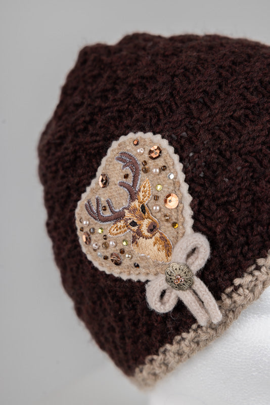 Strickmütze „Hirsch“ aus Merinowolle