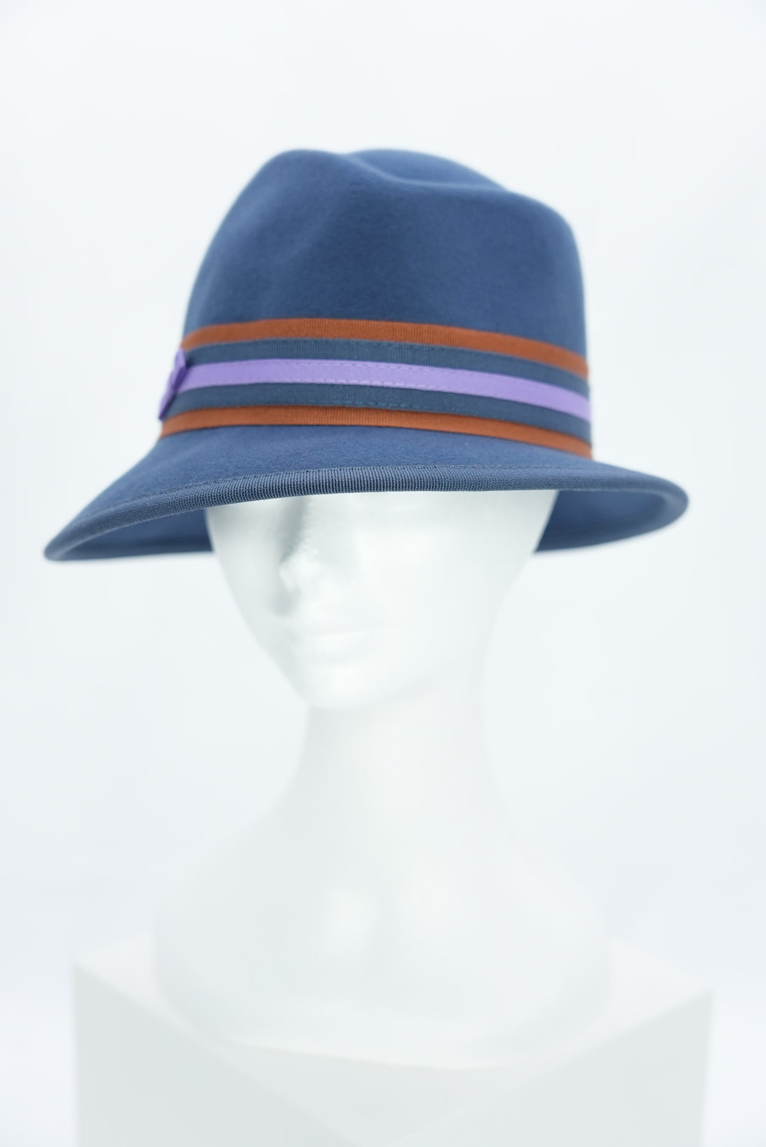 Filzhut "Herrenform blau mit Band"