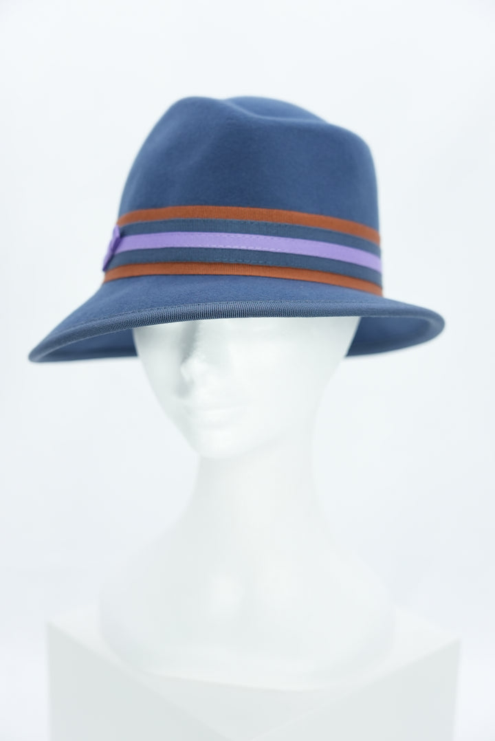 Filzhut "Herrenform blau mit Band"