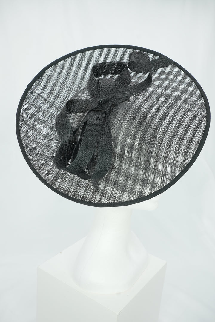 Fascinator rund mit Schleife schwarz