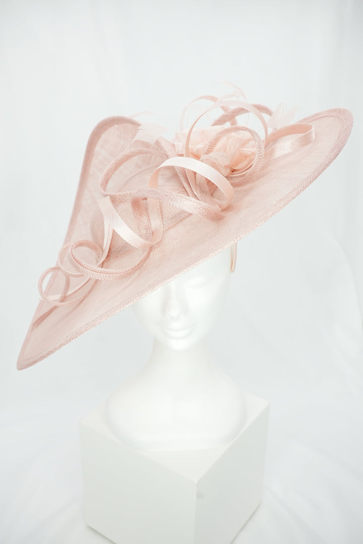 Großer Teller-Fascinator mit Blume rosa