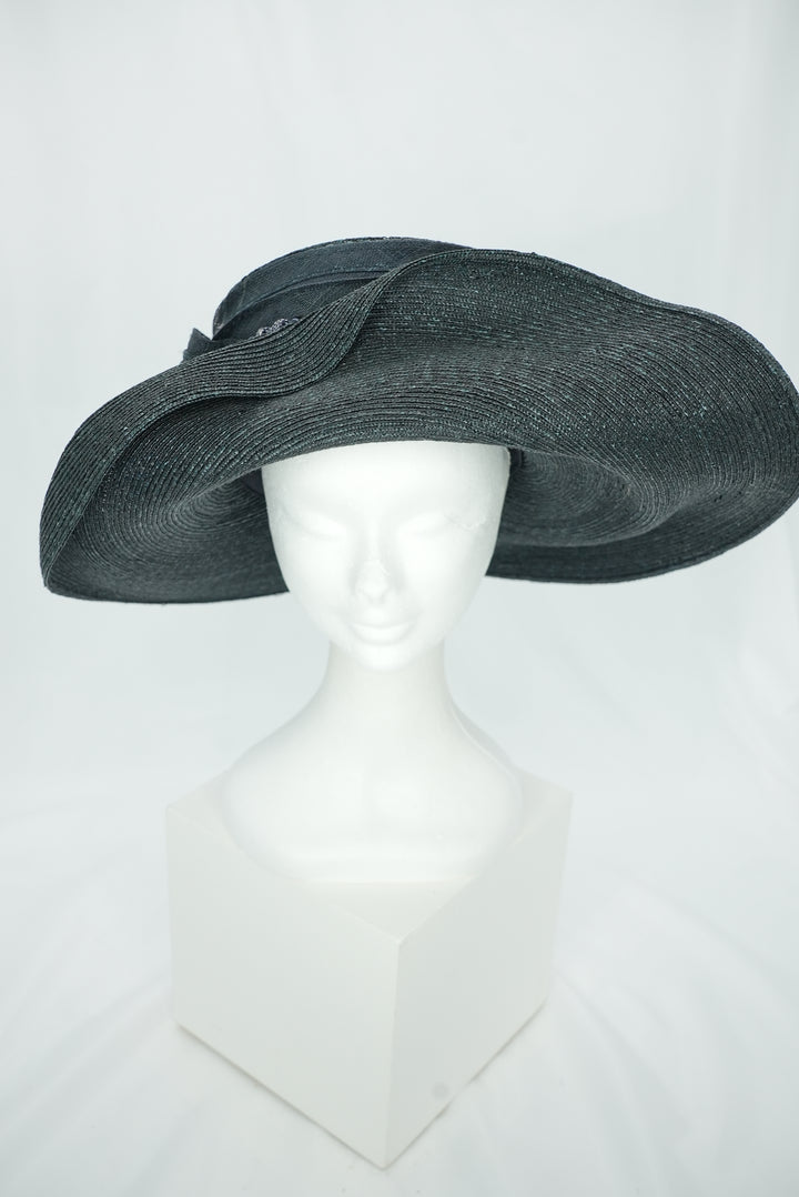Strohhut "gewölbte Krempe" schwarz