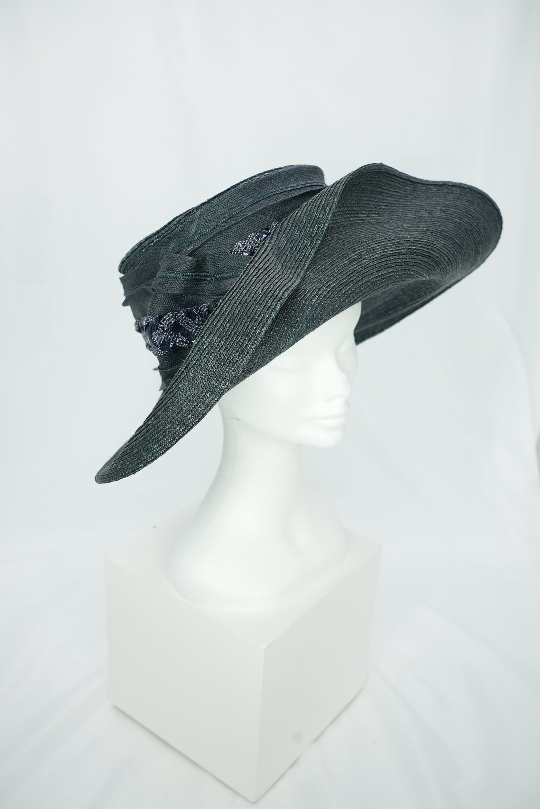 Strohhut "gewölbte Krempe" schwarz