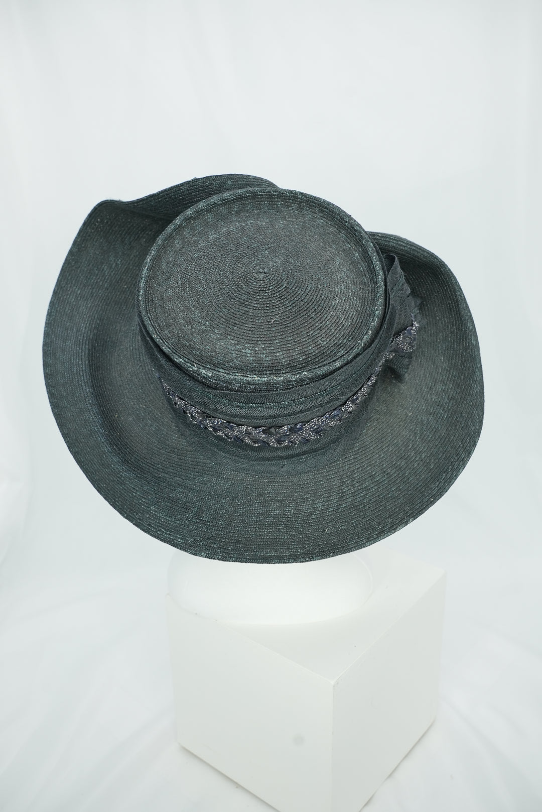 Strohhut "gewölbte Krempe" schwarz