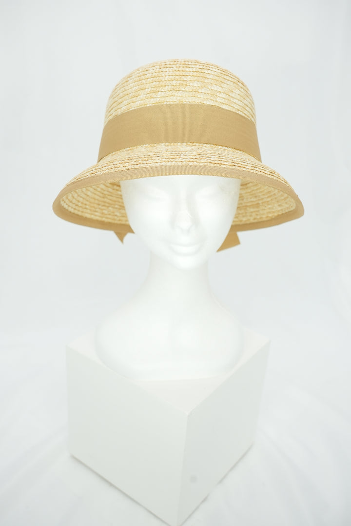 Strohhut "Glocke" beiger Rand & Schleife