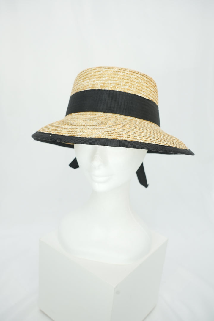 Strohhut "schwarzes Band mit Schleife"