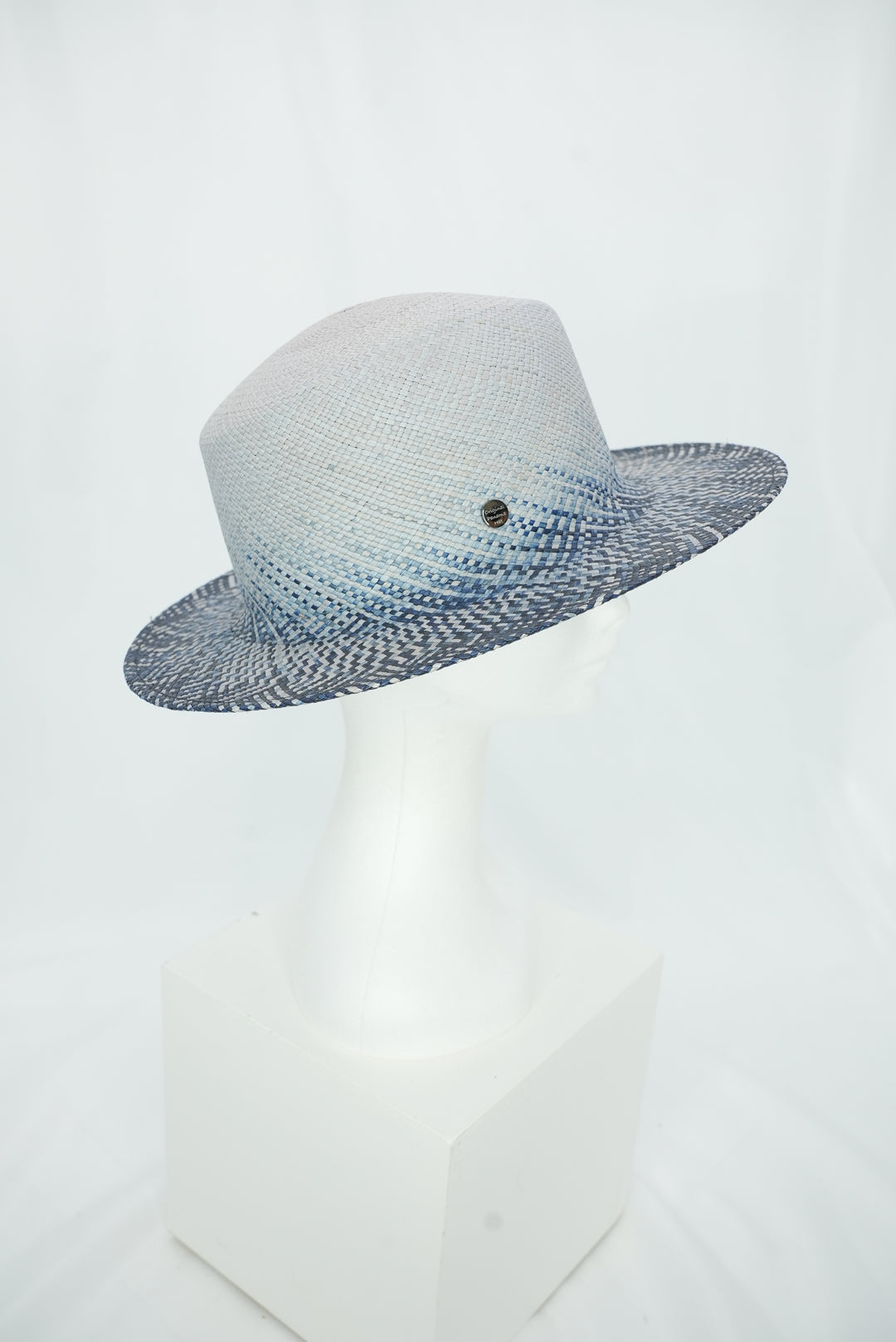 Panamahut "grau/blau" Muster