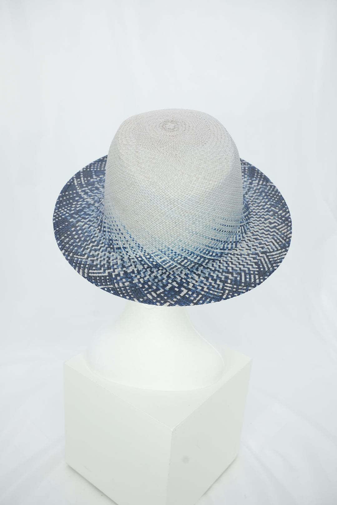 Panamahut "grau/blau" Muster
