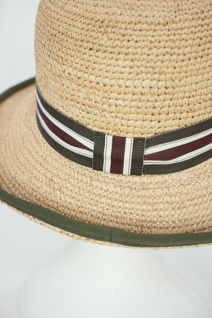 Panamahut "Glocke" mit Khaki/braunem Band
