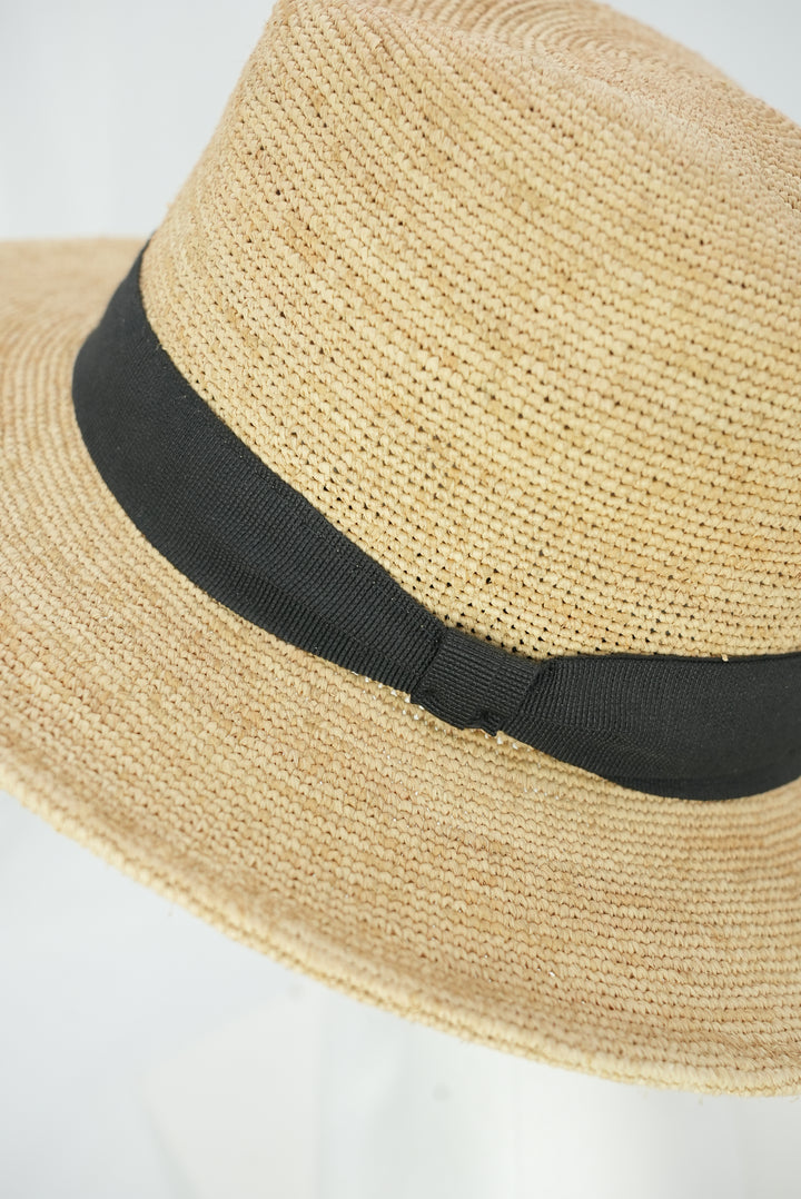 Raffia-Hut "schwarzes Band"