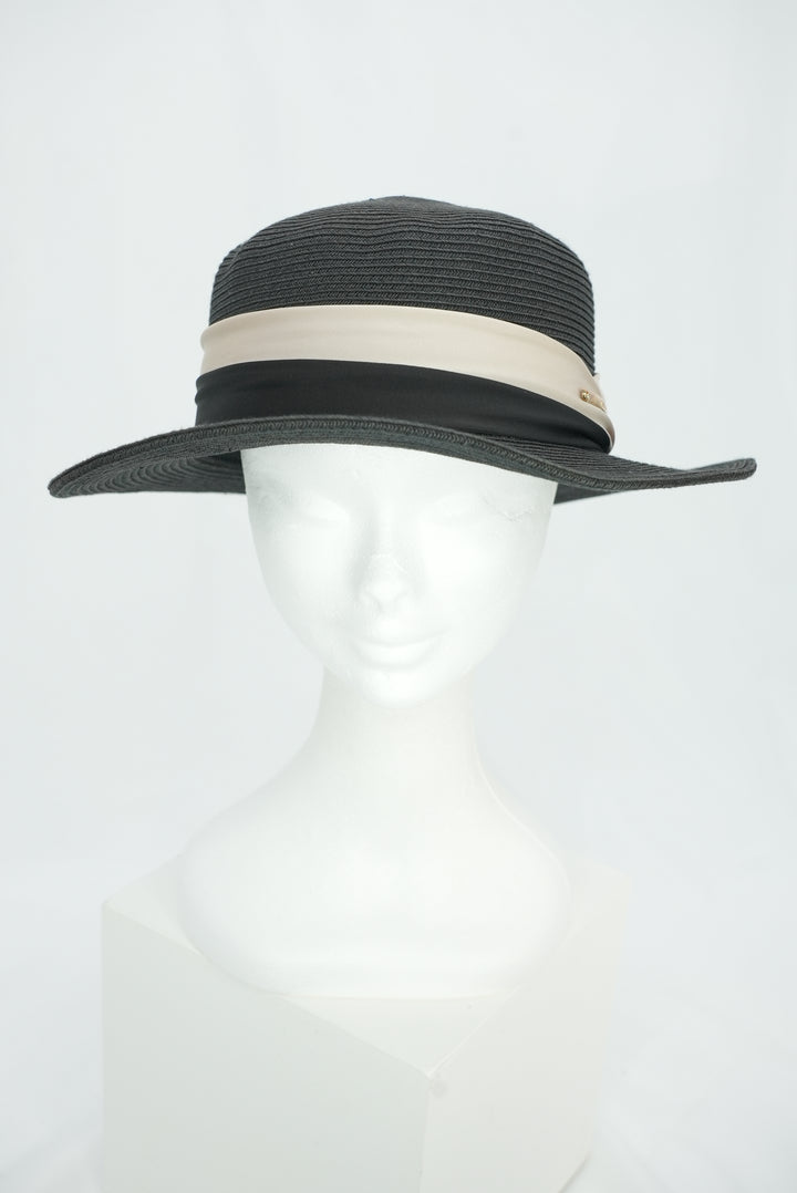 Strohhut "Paper" mit beige/schwarzem Band