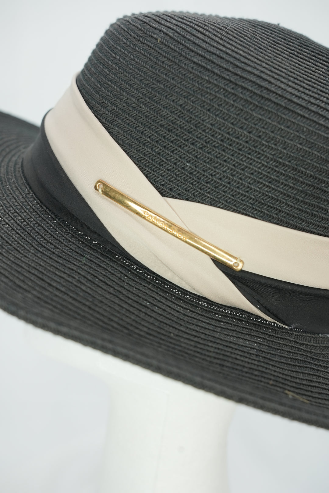 Strohhut "Paper" mit beige/schwarzem Band