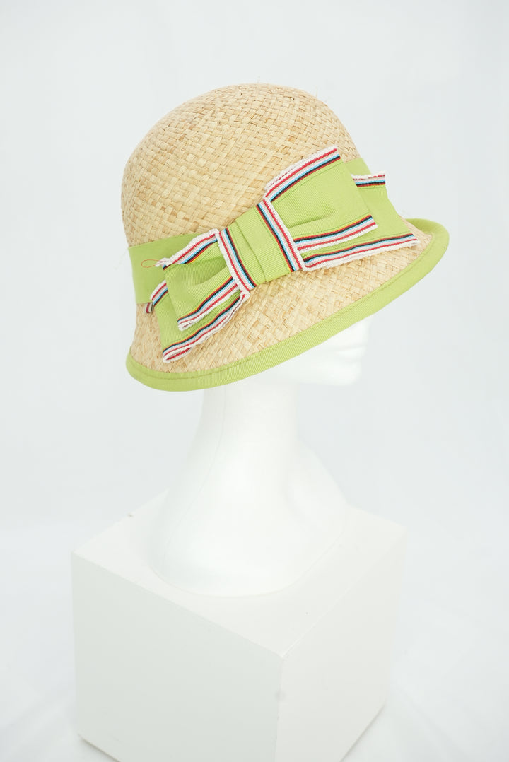 Strohhut "hellgrüne Schleife"