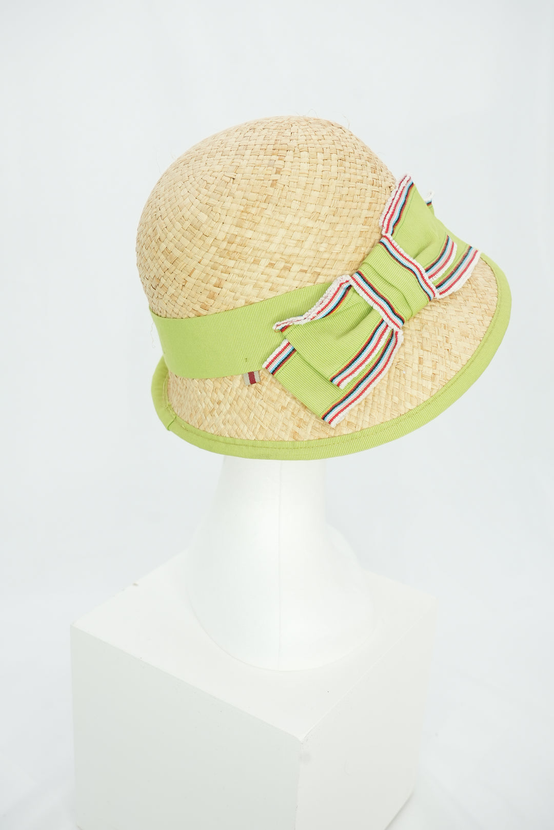 Strohhut "hellgrüne Schleife"