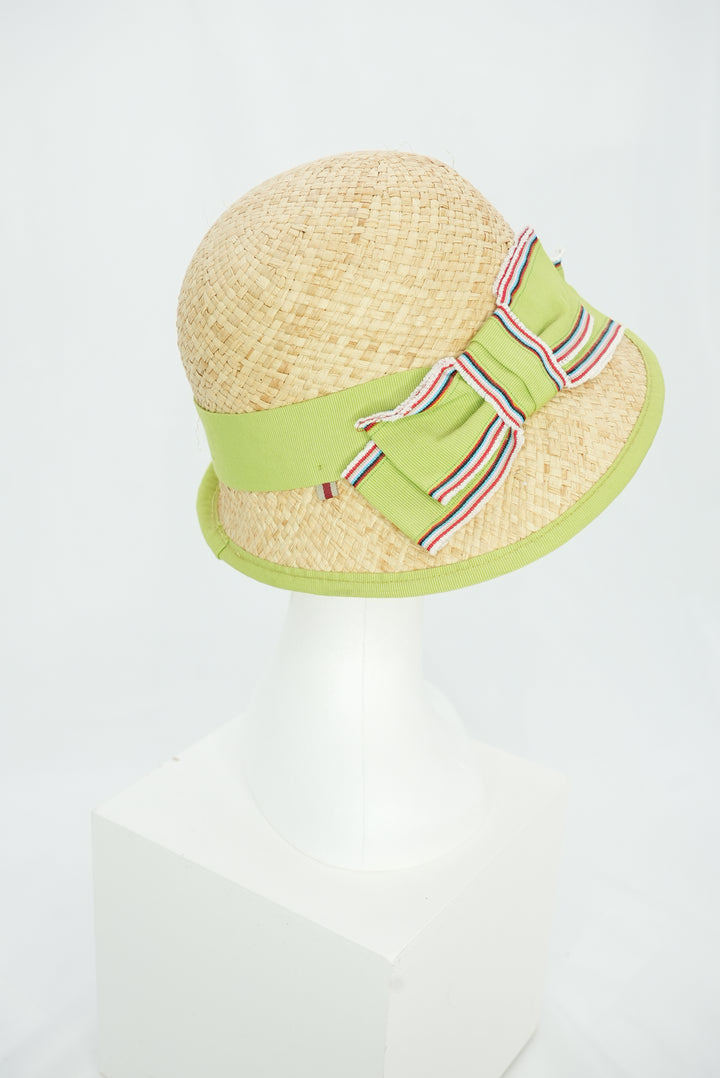 Strohhut "hellgrüne Schleife"