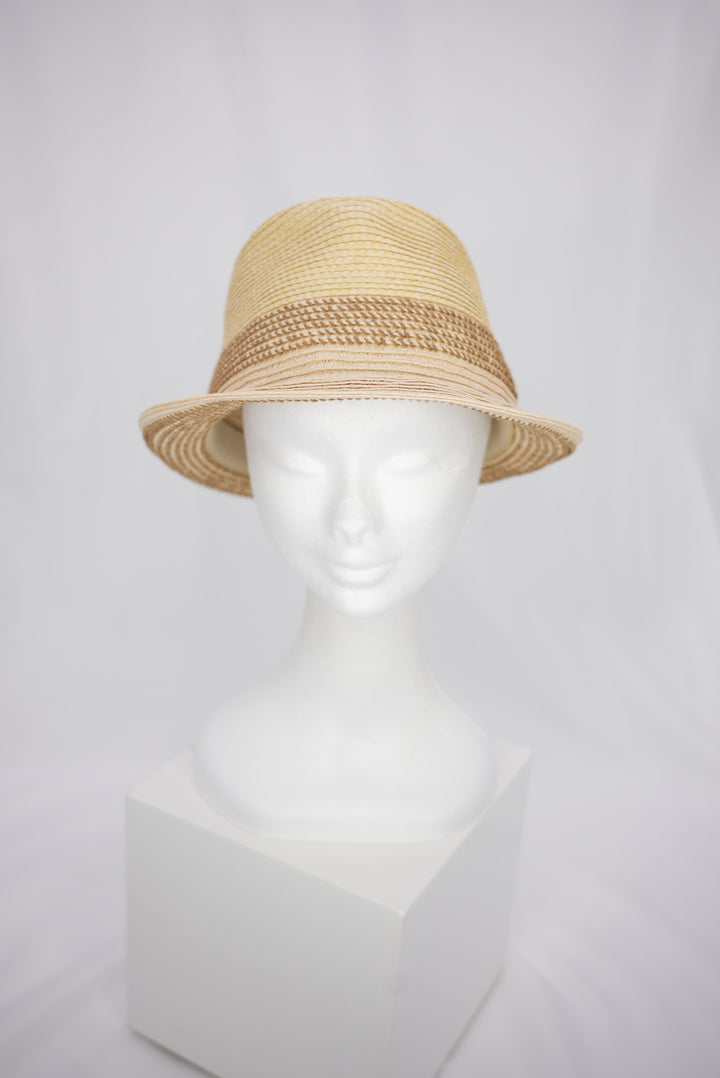 Strohhut "braune Stickerei"