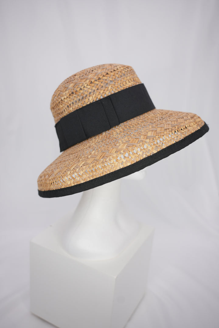 Damenstrohhut "Zylinder mit breiter Krempe"