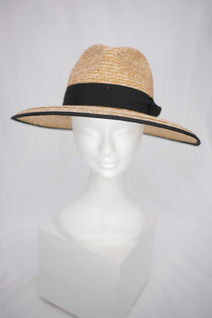 Strohhut "Herrenform" schwarzes Band