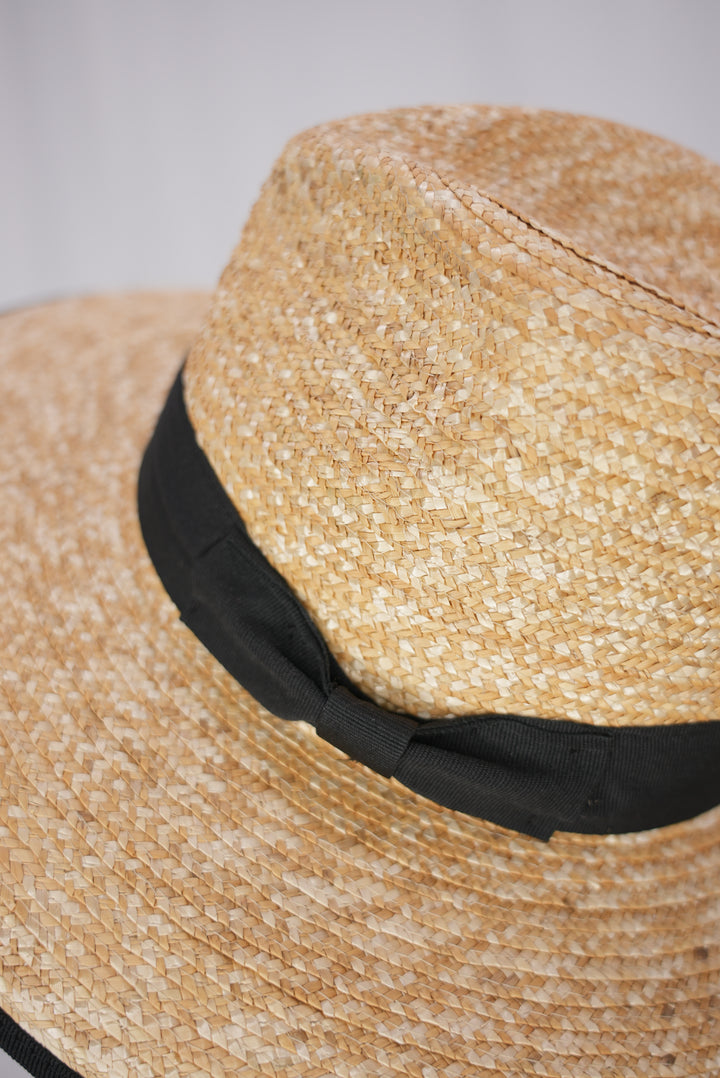 Strohhut "Herrenform" schwarzes Band