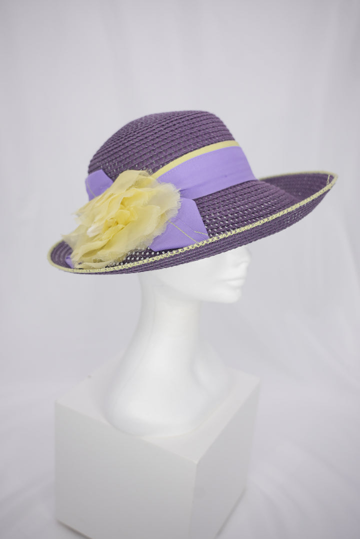 Strohhut "lila /gelb "