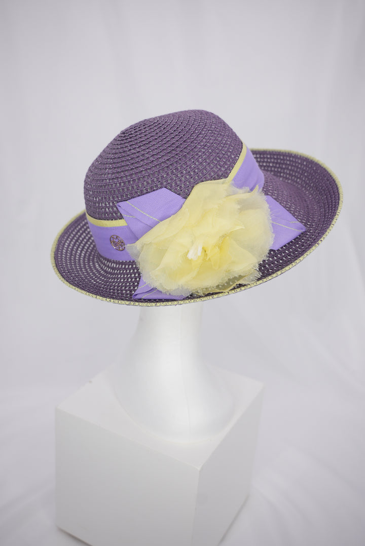 Strohhut "lila /gelb "