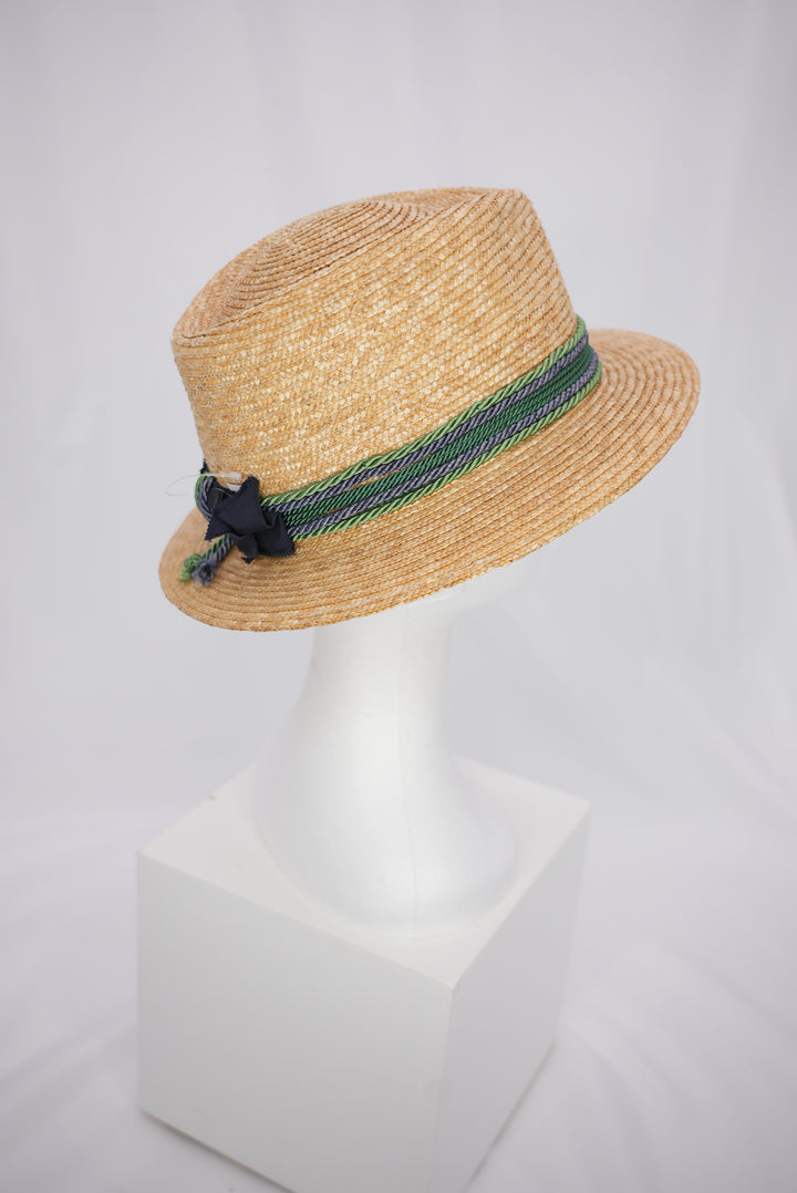 Strohhut "geflochtenes Band grün/blau"
