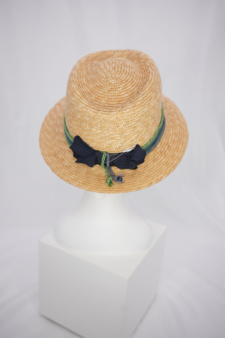 Strohhut "geflochtenes Band grün/blau"