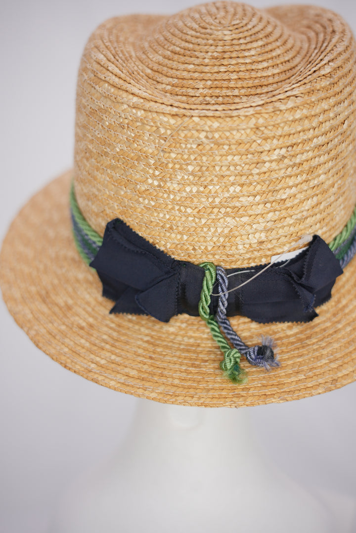 Strohhut "geflochtenes Band grün/blau"