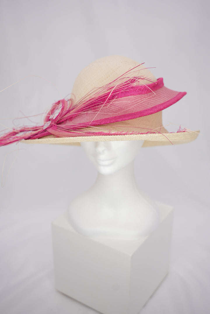 Panamahut "Eigenkreation pinke Schleife"