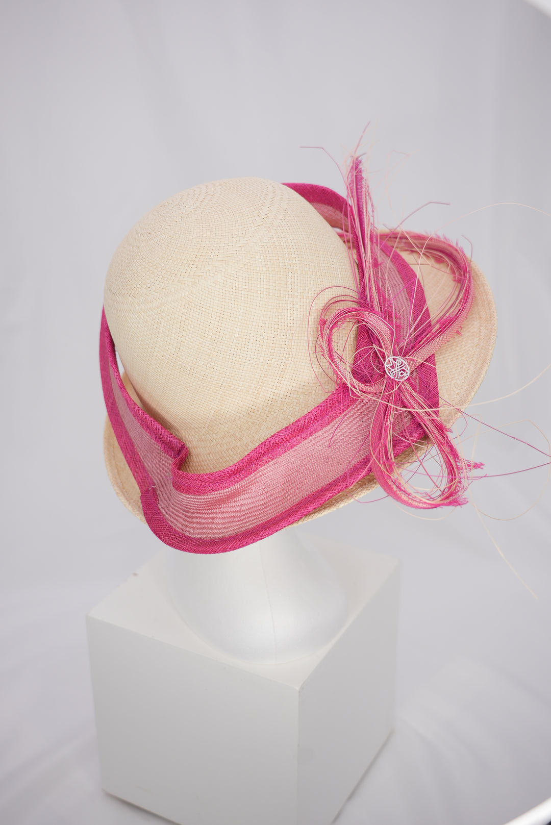 Panamahut "Eigenkreation pinke Schleife"