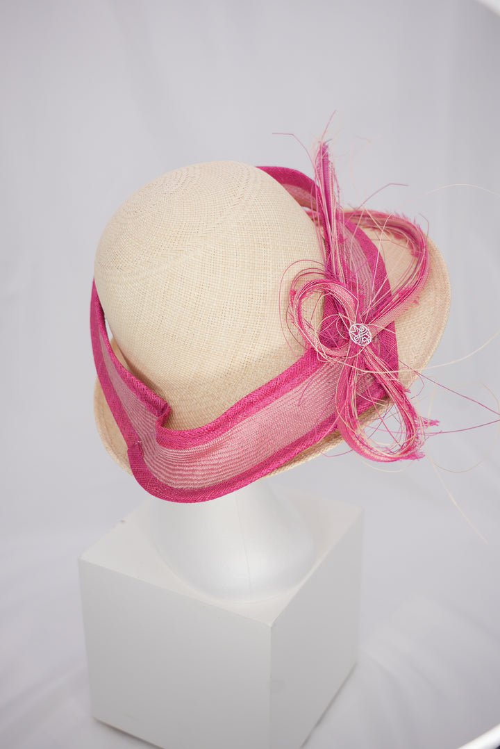 Panamahut "Eigenkreation pinke Schleife"