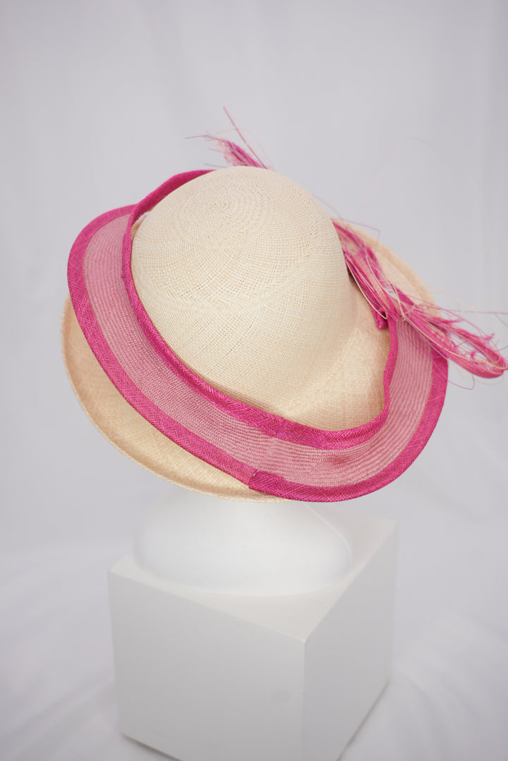 Panamahut "Eigenkreation pinke Schleife"
