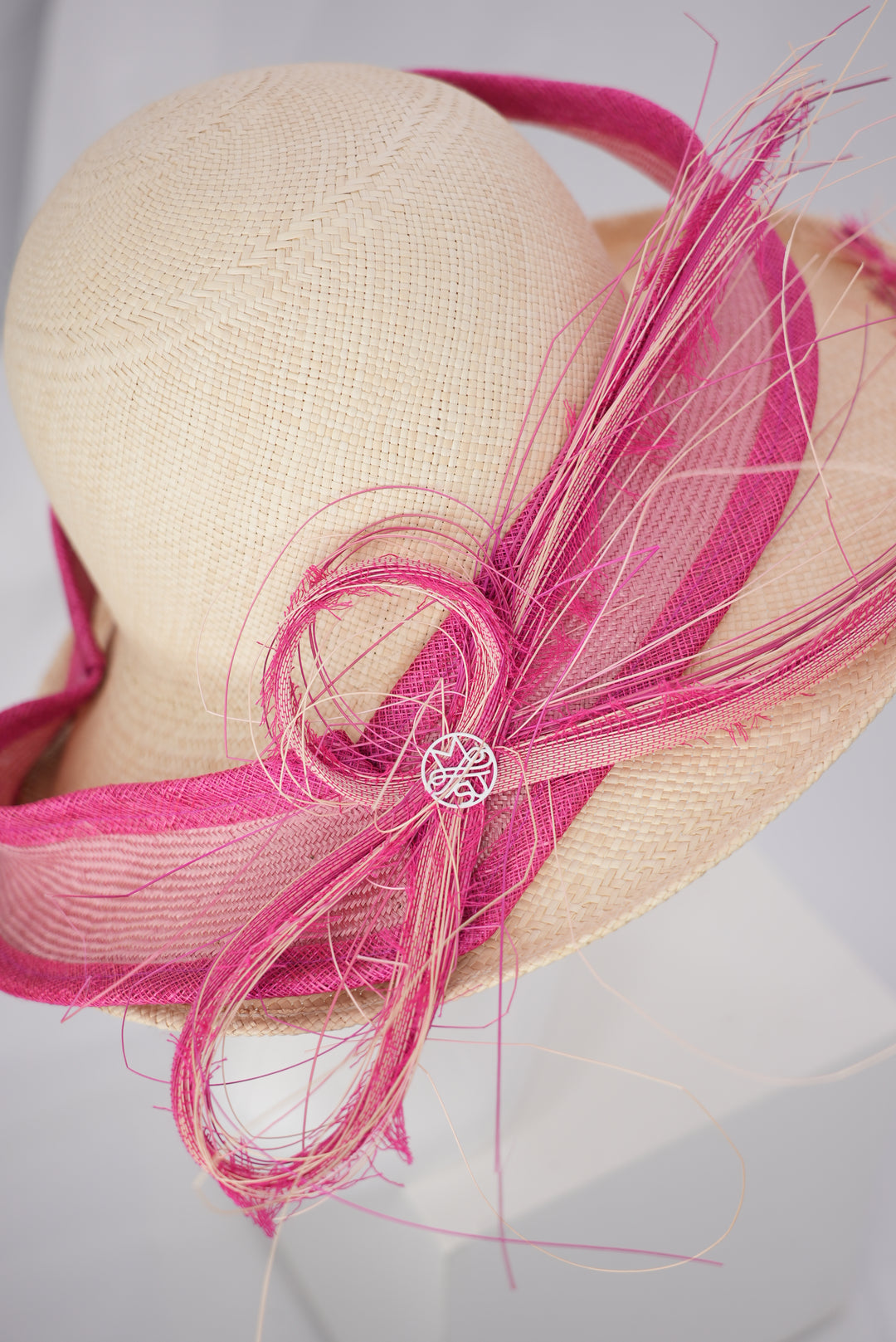 Panamahut "Eigenkreation pinke Schleife"