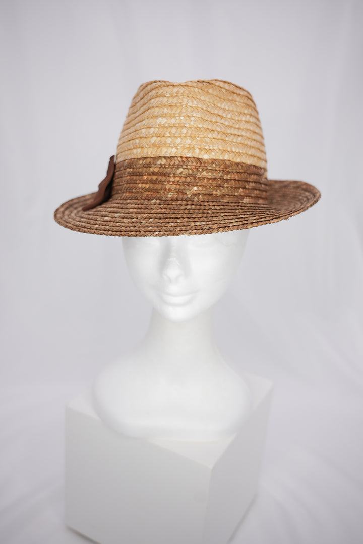 Strohhut "braune Schleife"