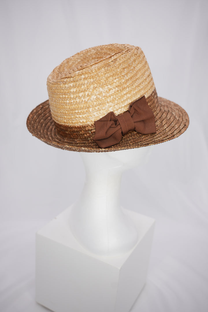 Strohhut "braune Schleife"