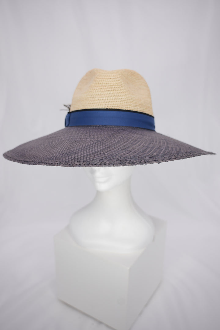 Strohhut "große Krempe" zweifarbig