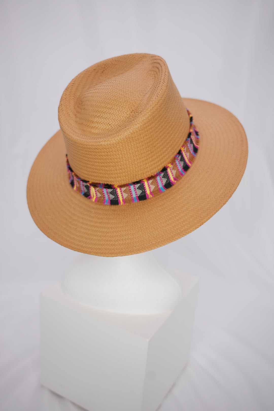 Strohhut "buntes Band fransen"