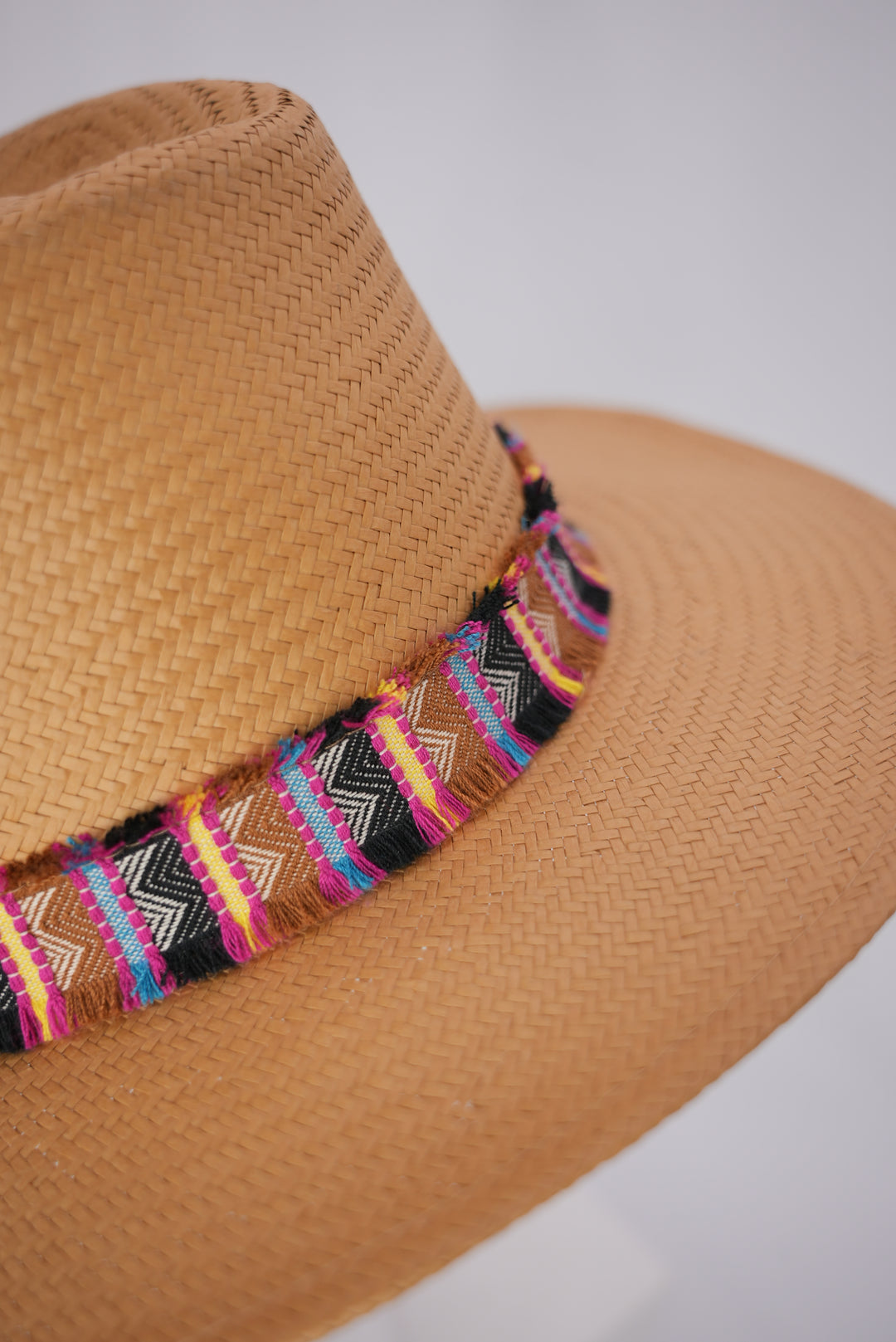 Strohhut "buntes Band fransen"