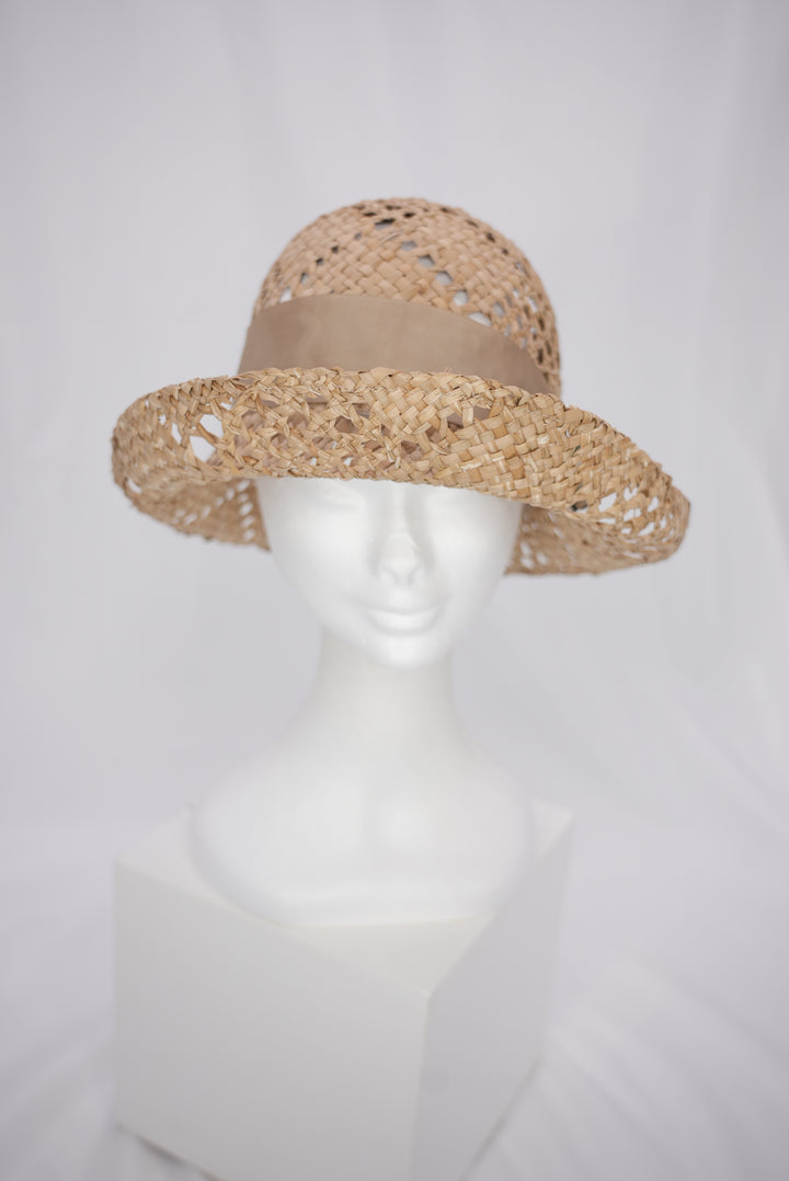 Strohhut "beige" Perlen