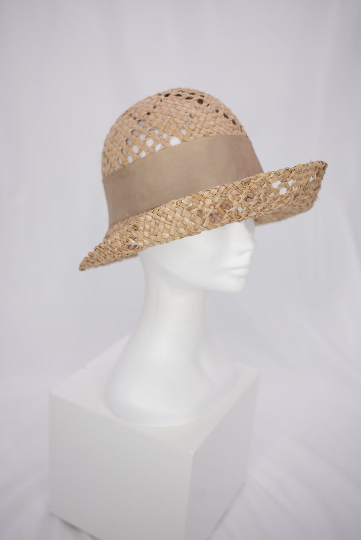 Strohhut "beige" Perlen