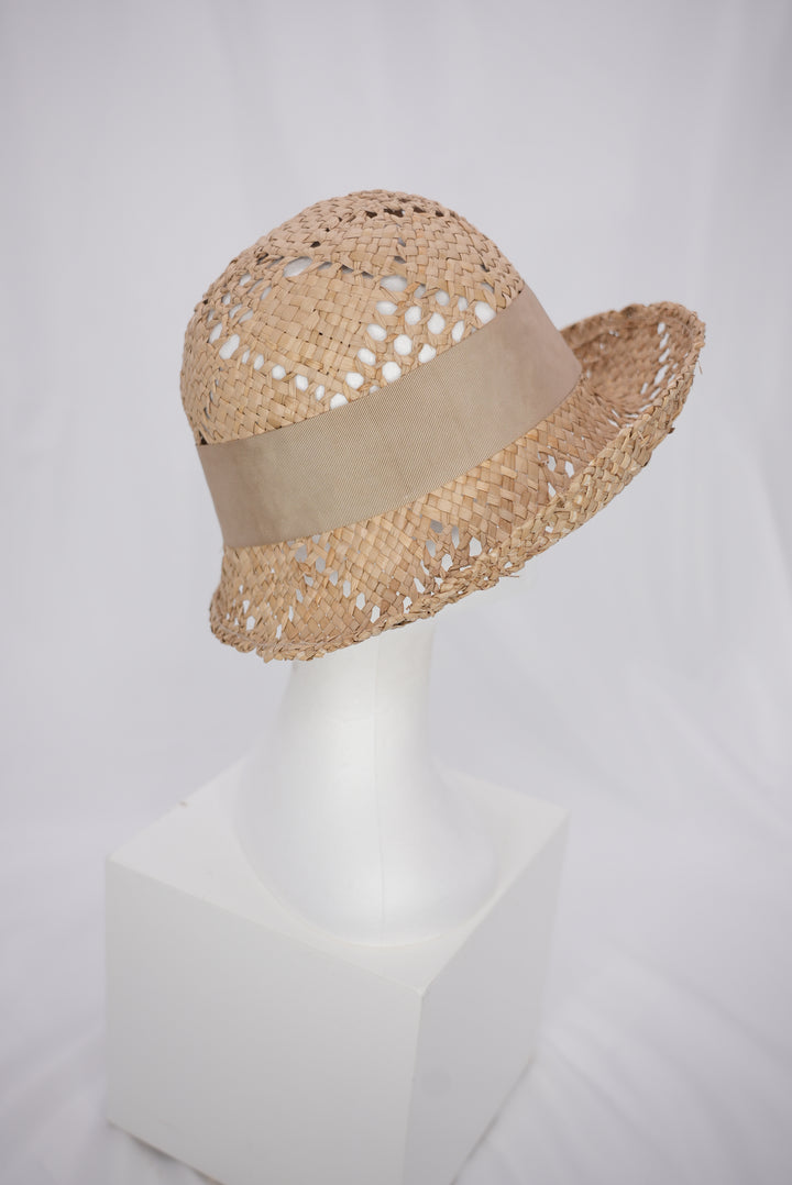 Strohhut "beige" Perlen