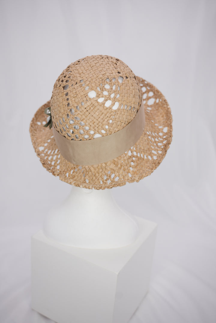 Strohhut "beige" Perlen