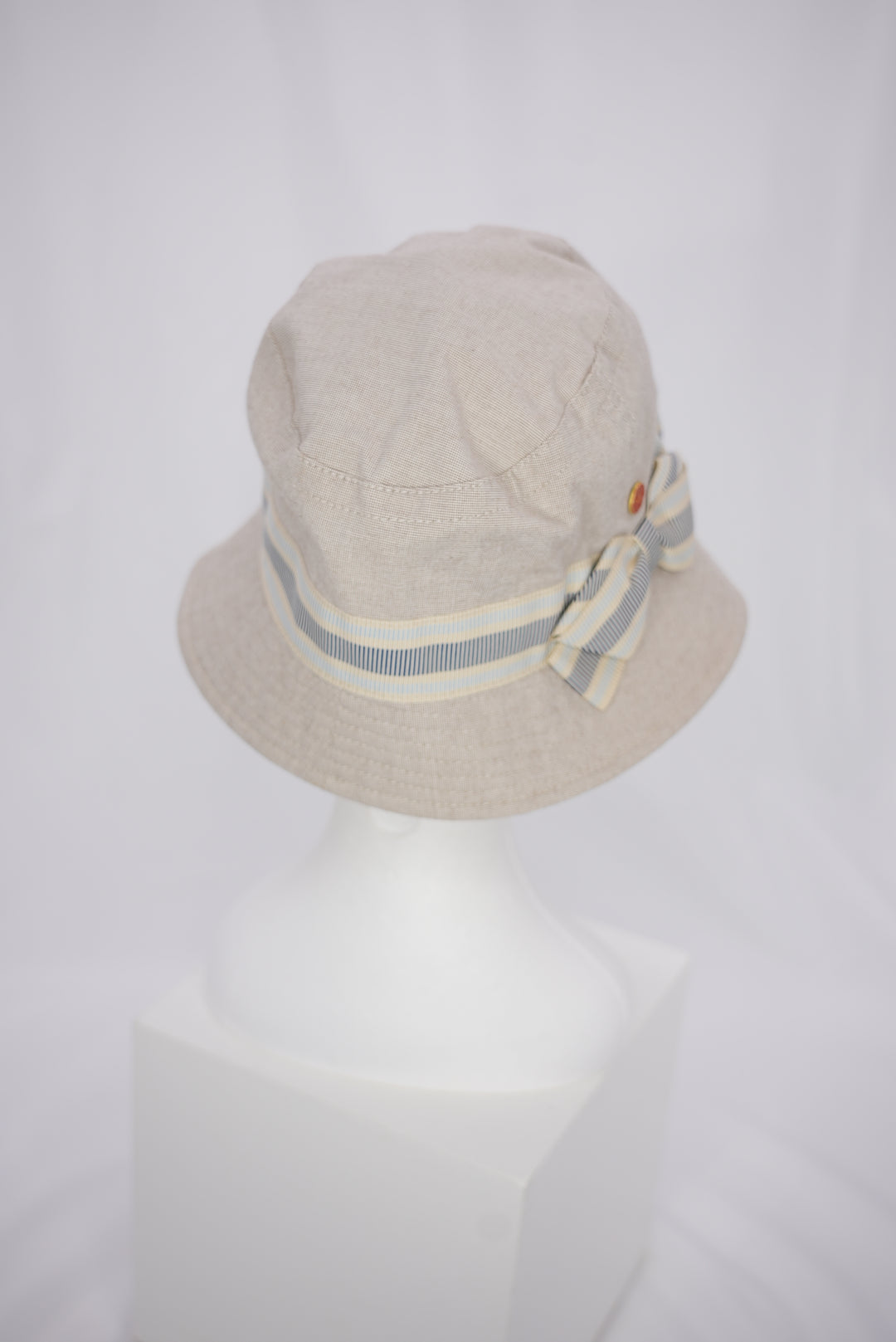 Fischerhut "beige/ mit blau/beigen Rand"