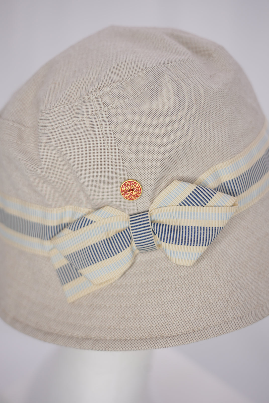 Fischerhut "beige/ mit blau/beigen Rand"