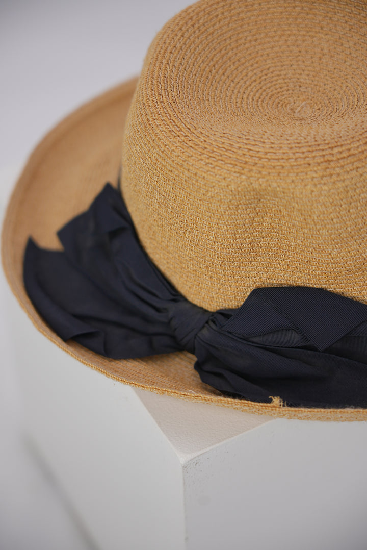 Kinder Paper Strohhut mit dunkelblauer Schleife