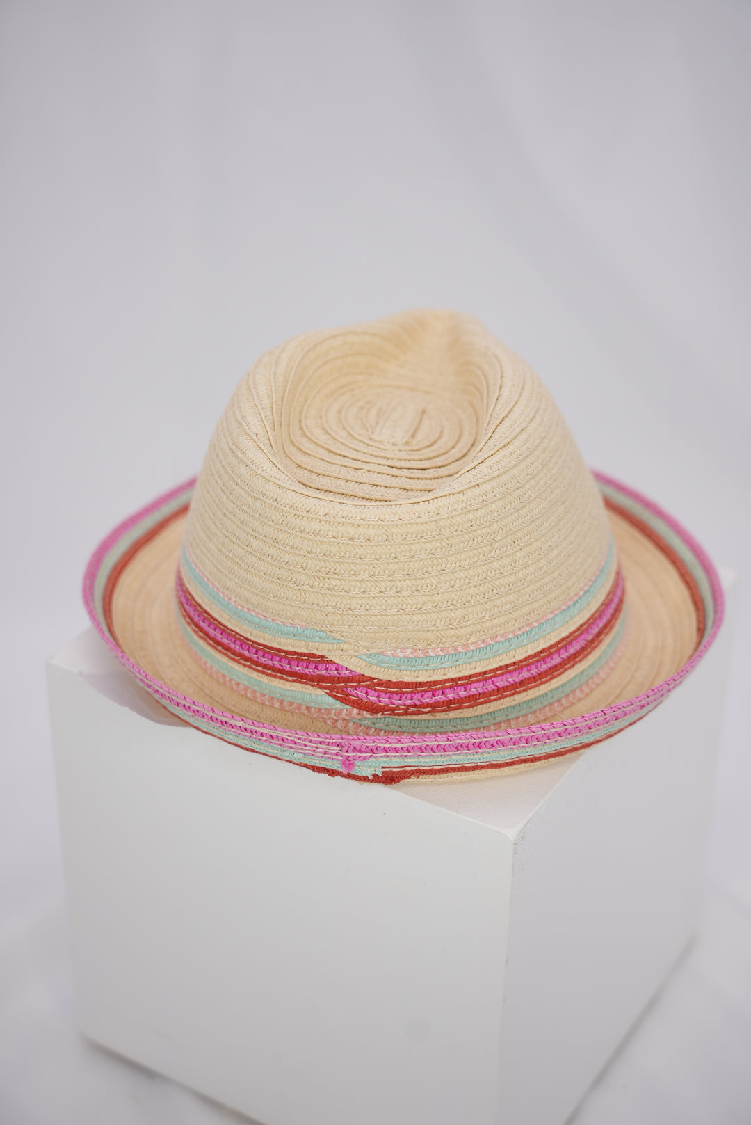 Kinder Strohhut "mit pink/rosa/blauen Streifen"