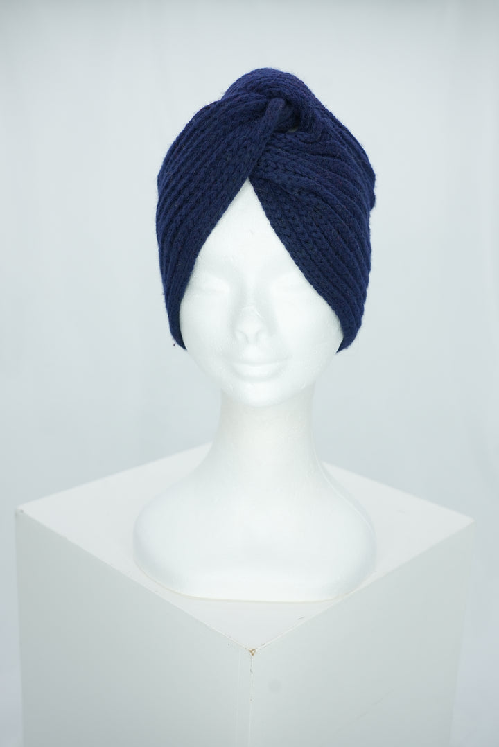 Wintermütze " Turban dunkelblau"