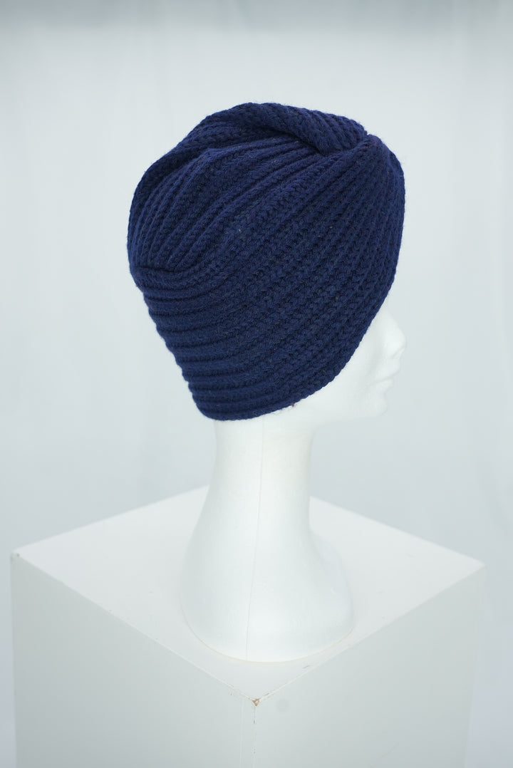 Wintermütze " Turban dunkelblau"