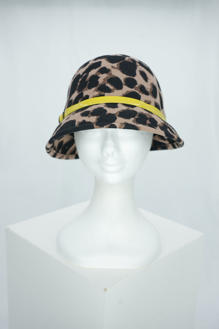 Glockenhut "Leopard gelbes Lederband"