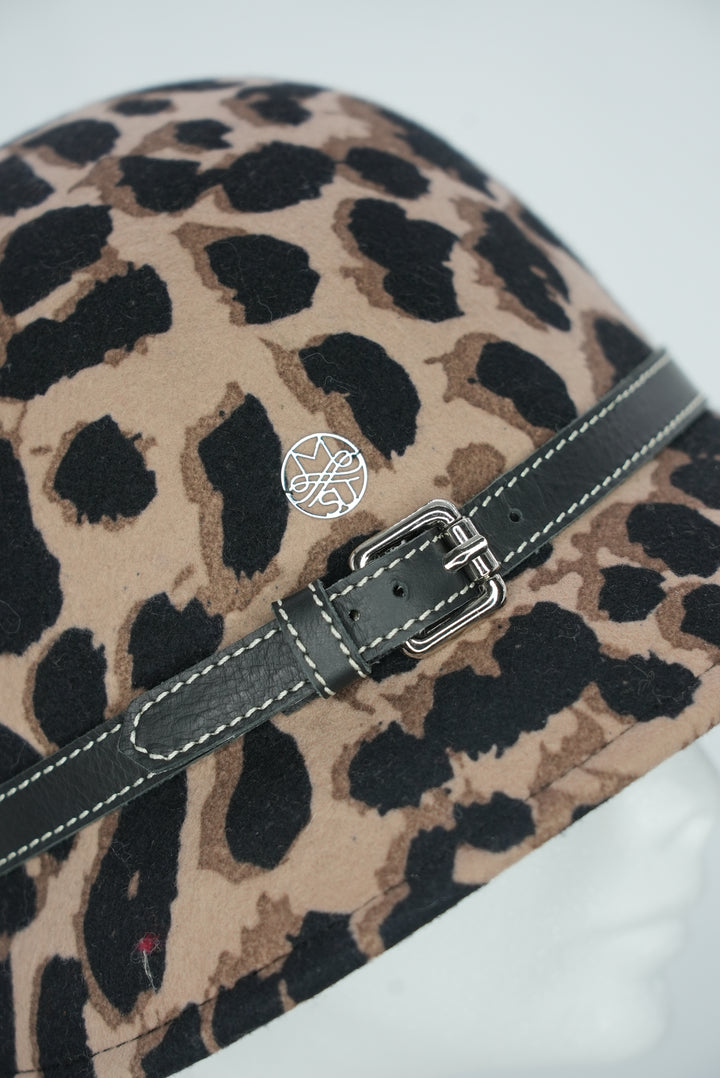 Glockenhut "Leopard schwarzes Lederband Schnalle"